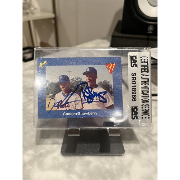 1991 CLASSIC FRIENDLY FOES DWIGHT GOODEN & DARRY STRAWBERRY #T99 AUTO CAS COA
